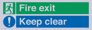 Fire exit Keep clear dual sign